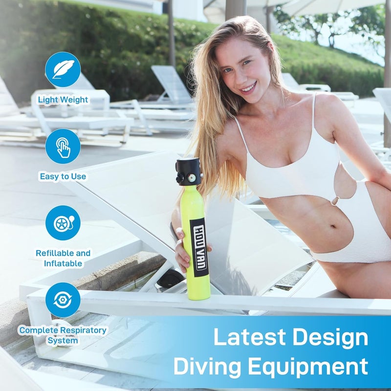 HOUVAN Store Mini Scuba Tank 0.5L Diving Tank with DOT Certification Reusable Lung Air Tank Backup Air Source Pony Bottle for Underwater Shooting and Emergency Rescue Operations - Image 2